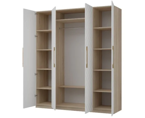 Шкаф 4-х створчатый Копенгаген дуб сонома/белый матовый