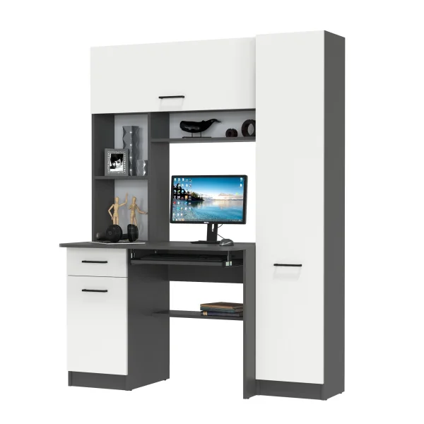 Стол рабочий 6-0603 Aльфа графит/белый