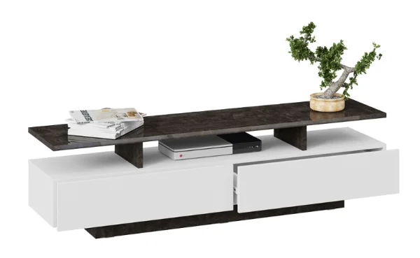 Тумба ТВ Монтана тип 1 белый/ателье темный глянец