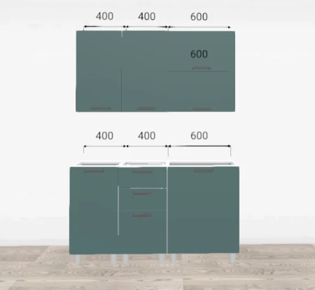 Кухонный гарнитур Лаванда 1,4 изумруд