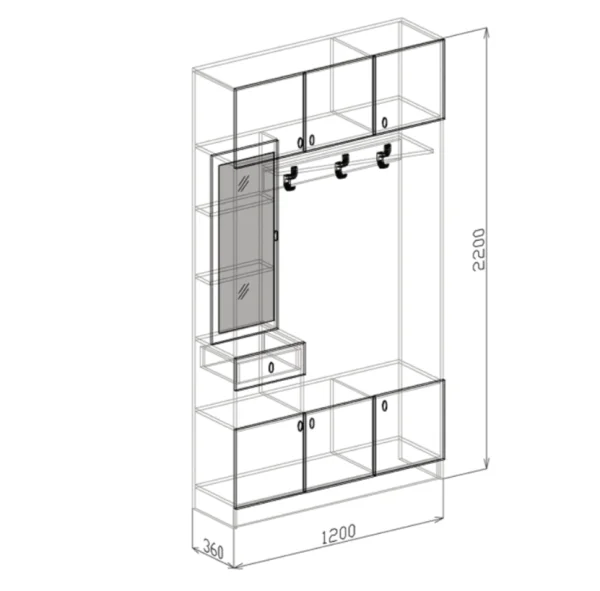 Прихожая Вега-3 гикори джексон/керамик софт