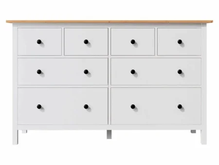 Комод 8 ящиков Кымор белый/светло-коричневый