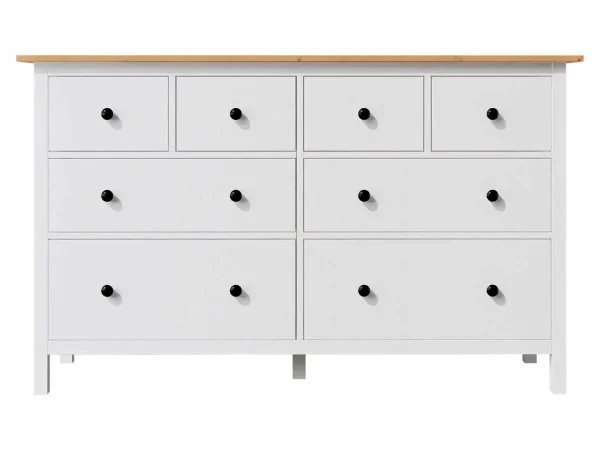 Комод 8 ящиков Кымор белый/светло-коричневый