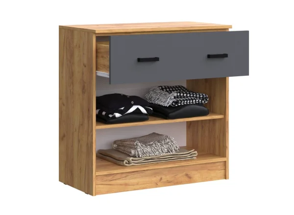 Комод с ящиком и 2-мя дверьми Бася дуб крафт/графит