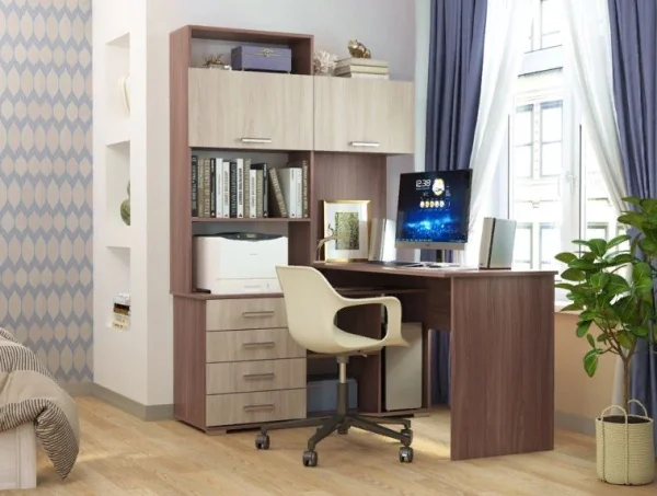 Стол компьютерный ПКС-11 ясень шимо темный/ясень шимо светлый