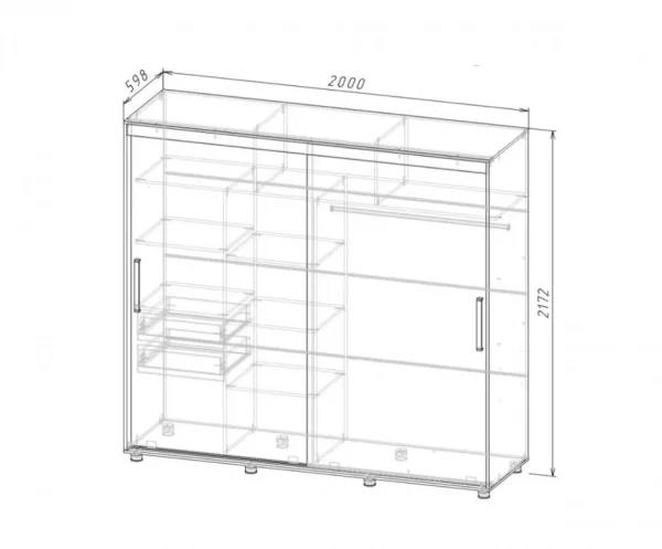 Шкаф-купе Комфорт-12 Прайм 2.0 дуб сонома (без зеркал)