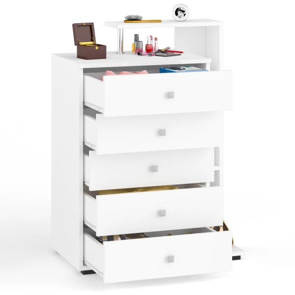 Комод Камелия 5 ящиков белый