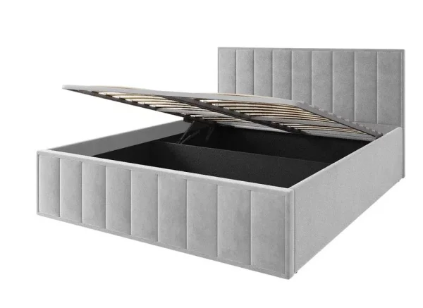 Кровать Лана 160х200 с подъемным механизмом, велюр серый софт