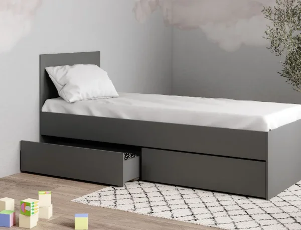 Кровать односпальная Мори с ящиками КРМЯ 900.1 графит