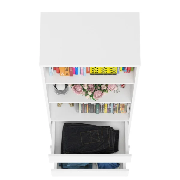 Стеллаж с открытыми полками и ящиками МСТ 600.3 белый