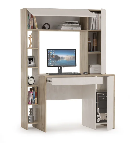 Стол компьютерный Комфорт 12.71 дуб крафт серый/шёлковый камень