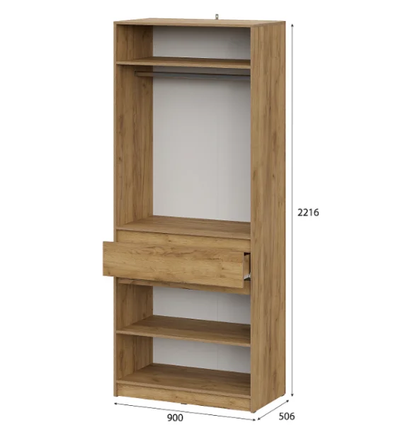 Шкаф двухстворчатый с ящиком Авиньон дуб крафт золотой/графит