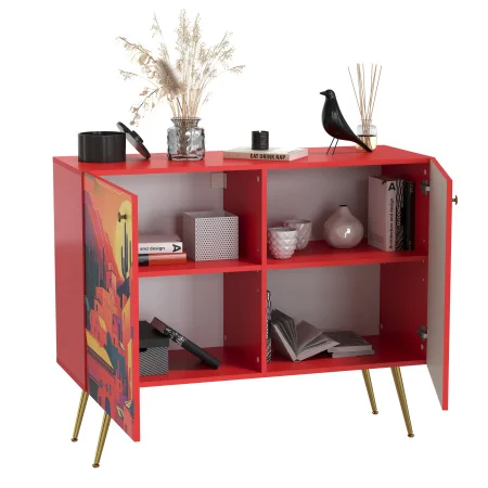 Комод Кармин 16.230.03 красный/белый шагрень