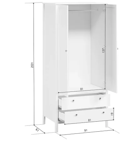 Шкаф Ева (Хельга) SZF2D2S/90 белый