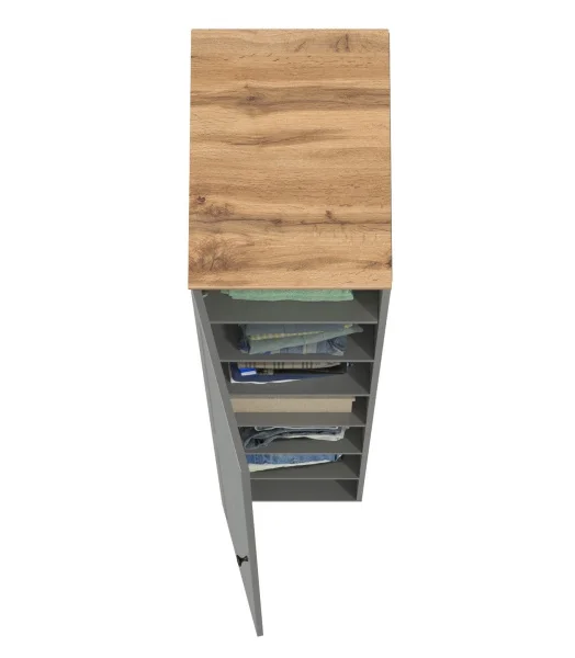 Шкаф-пенал Остин 13.225 серый графит/дуб крафт золотой