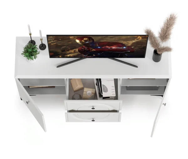 Тумба под ТВ Валенсия 16.45 белый шагрень