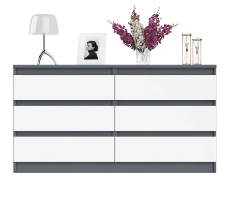 Комод на шесть ящиков МК 1380.6 графит/белый