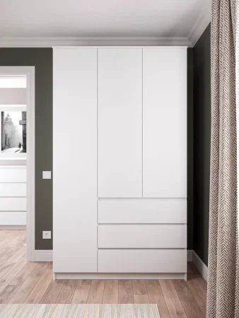 Шкаф трехдверный Мори МШ 1200 белый