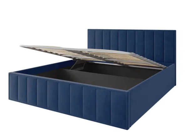 Кровать Лана 180х200 с подъемным механизмом, велюр синий софт