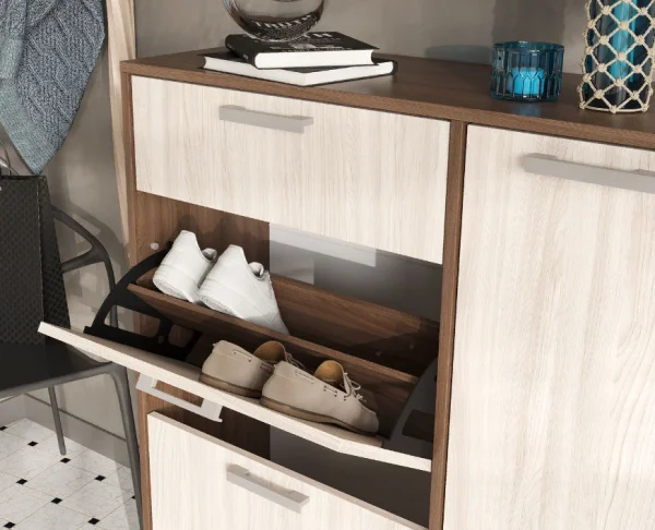 Обувница Дели №4 ясень шимо темный/ясень шимо светлый