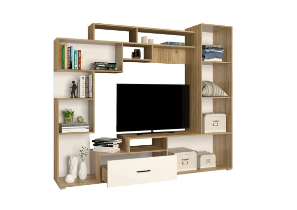 Стенка Пекин дуб крафт золотой/белый