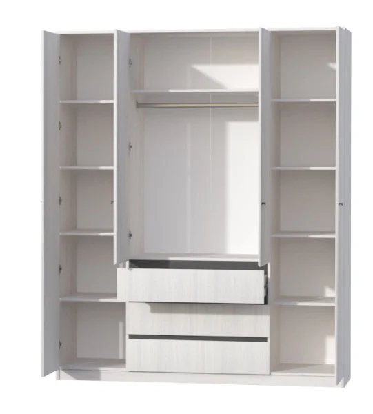 Шкаф 4-створчатый Кэт-1 высокий ясень анкор светлый/графит