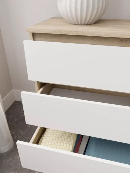 Комод шесть ящиков Мори МК 1380.6 дуб сонома/белый