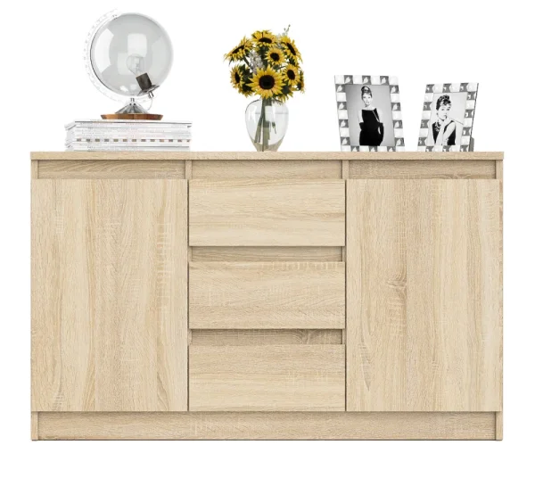 Комод-тумба три ящика и две дверки МК 1200.3 дуб сонома