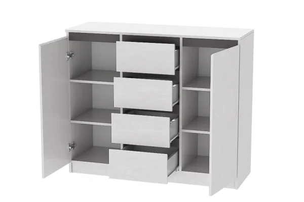 Комод 2 створки/ящики Кэт-1 ясень анкор светлый/графит