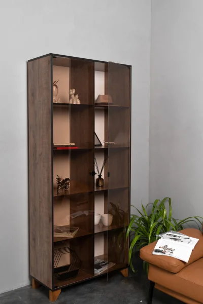 Шкаф со стеклом Копенгаген дуб сандал