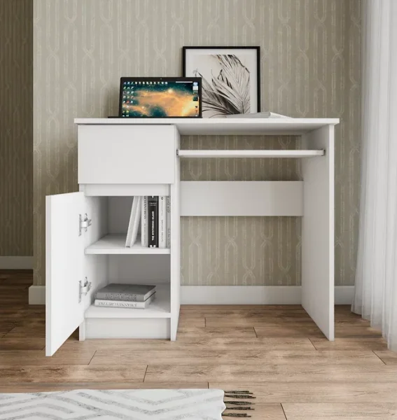 Стол письменный Мори МС-1 левый белый