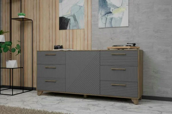 Комод Копенгаген дуб самдал/серый графит