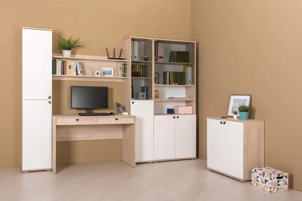 Шкаф Бостон 13.155 дуб эндгрейн элегантный/милк рикамо софт