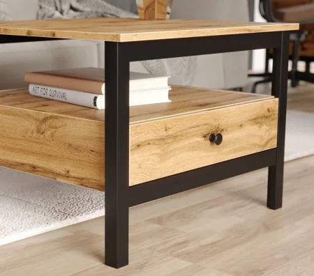 Стол журнальный Лофт дуб вотан/черный