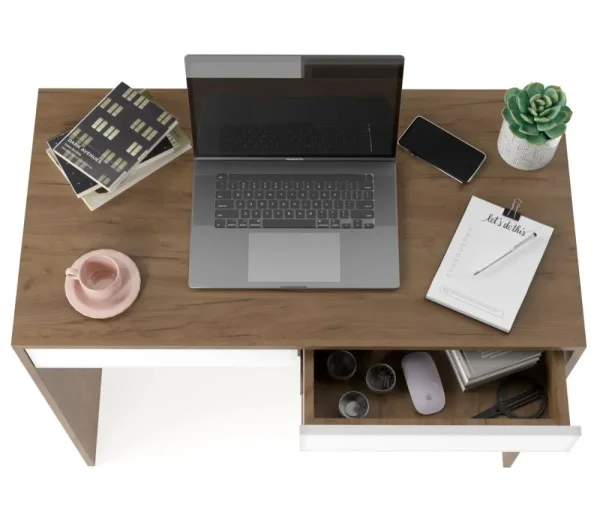 Стол письменный Эго Ст-1 дуб крафт золотой/белый глянец