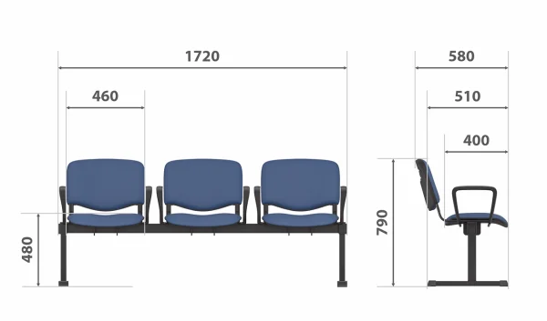 Многоместная секция Изо плюс 3 черный