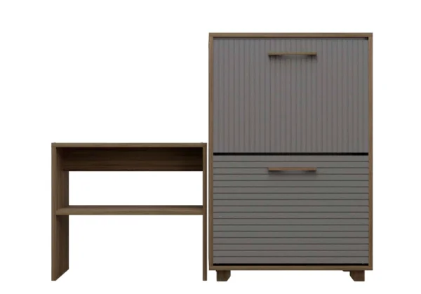Обувница Копенгаген 2 ящика + Скамья Копенгаген дуб самдал/серый графит