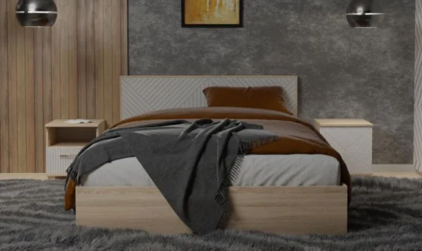 Кровать Копенгаген 160 дуб сонома/белый матовый