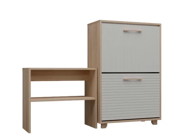 Обувница Копенгаген 2 ящика + Скамья Копенгаген дуб сонома/белый матовый