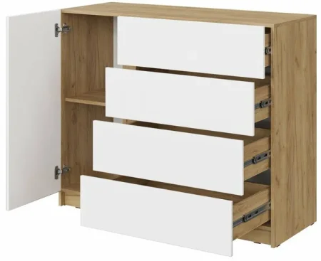 Комод Бостон КМ-001 дуб крафт золотой/белый глянец