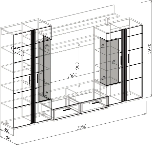 Стенка Хилтон-1 венге/белый глянец