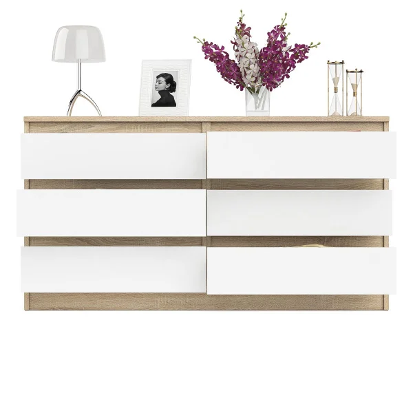 Комод на шесть ящиков МК 1380.6 дуб сонома/белый