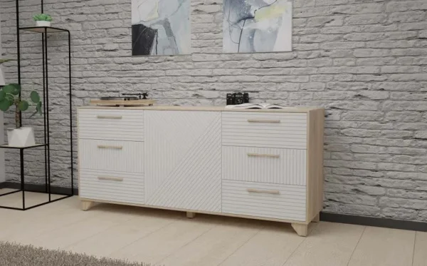 Комод Копенгаген дуб сонома/белый матовый