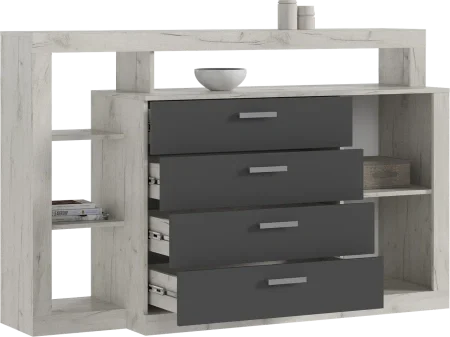Комод Ангара дуб крафт белый/графит