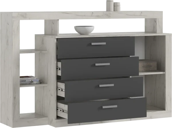 Комод Ангара дуб крафт белый/графит