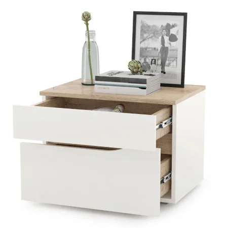 Тумба прикроватная Муссон 16.03 белый/дуб эндгрейн элегантный