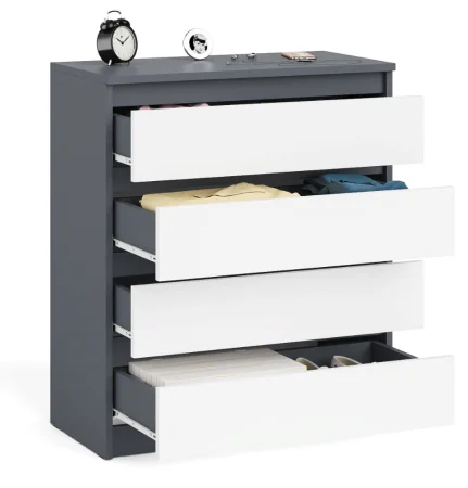 Комод четыре ящика МК 800.4 графит/белый