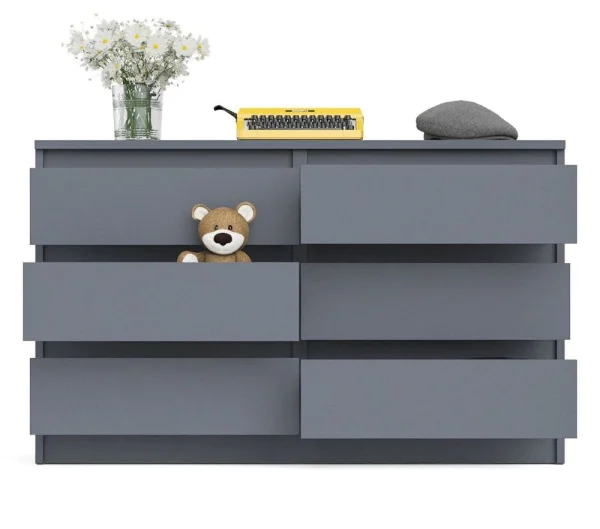 Широкий комод шесть ящиков МК 1200.6 графит