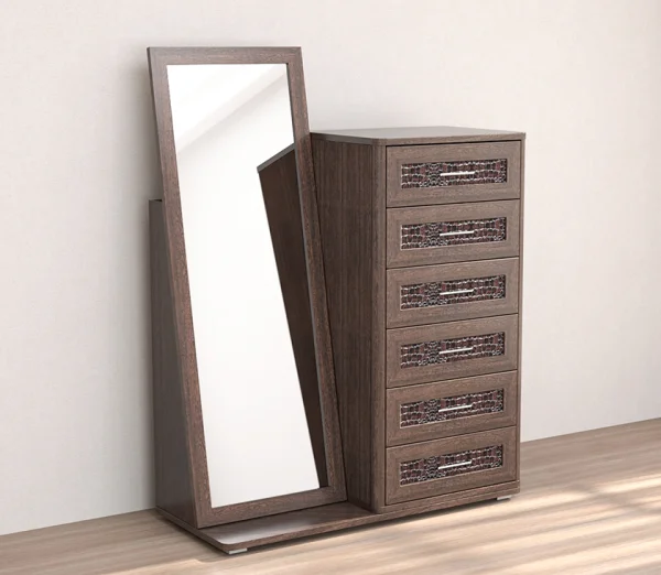 Комод 6 ящиков с зеркалом Кэт-4 венге/caiman темный
