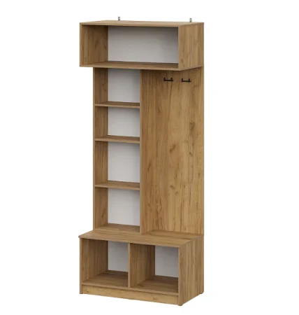 Вешалка с зеркалом Авиньон дуб крафт золотой/графит